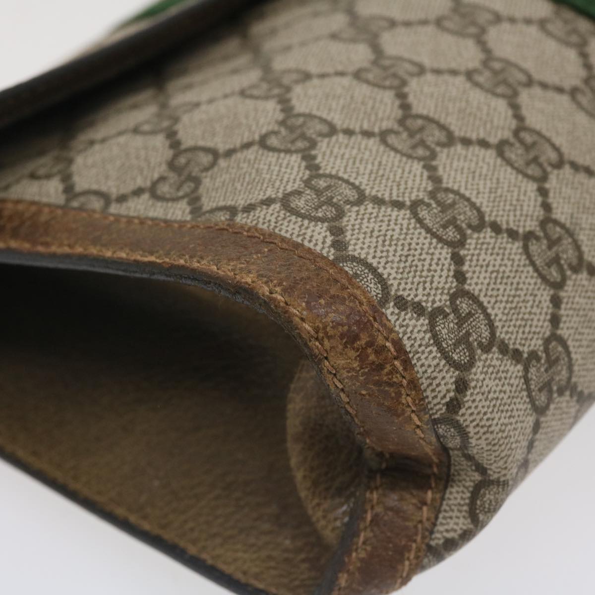 GUCCI GG Canvas Web Sherry Line Clutch Bag Beige Red Green 37-02-3839 ny155