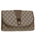 GUCCI GG Canvas Web Sherry Line Clutch Bag Beige Red Green 8901030 ny156