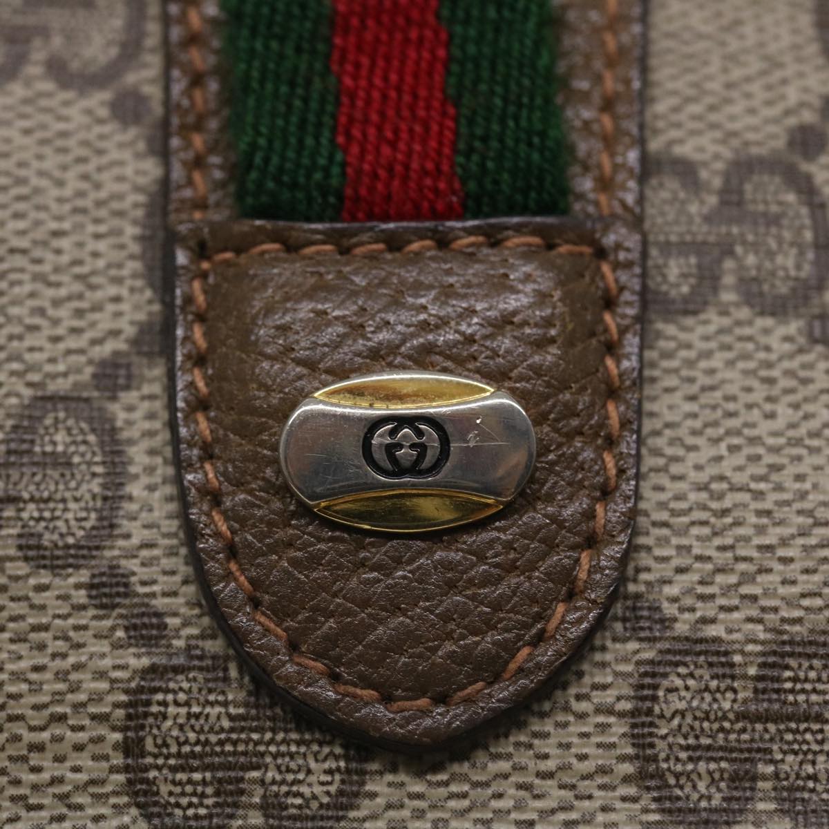 GUCCI GG Canvas Web Sherry Line Clutch Bag Beige Red Green 8901030 ny156