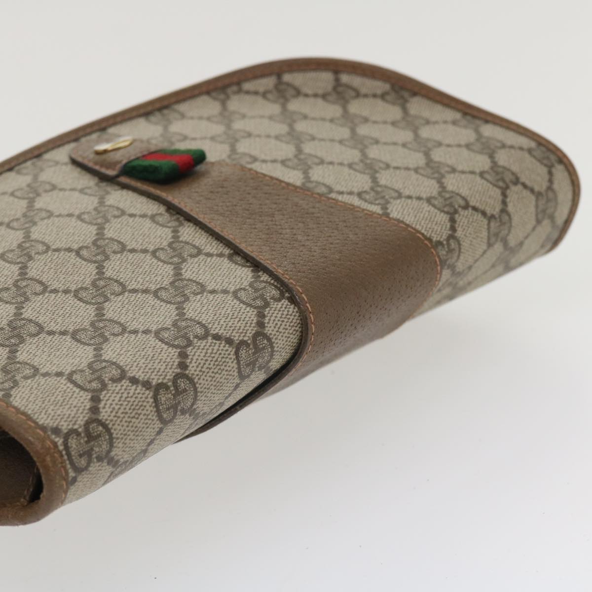 GUCCI GG Canvas Web Sherry Line Clutch Bag Beige Red Green 8901030 ny156