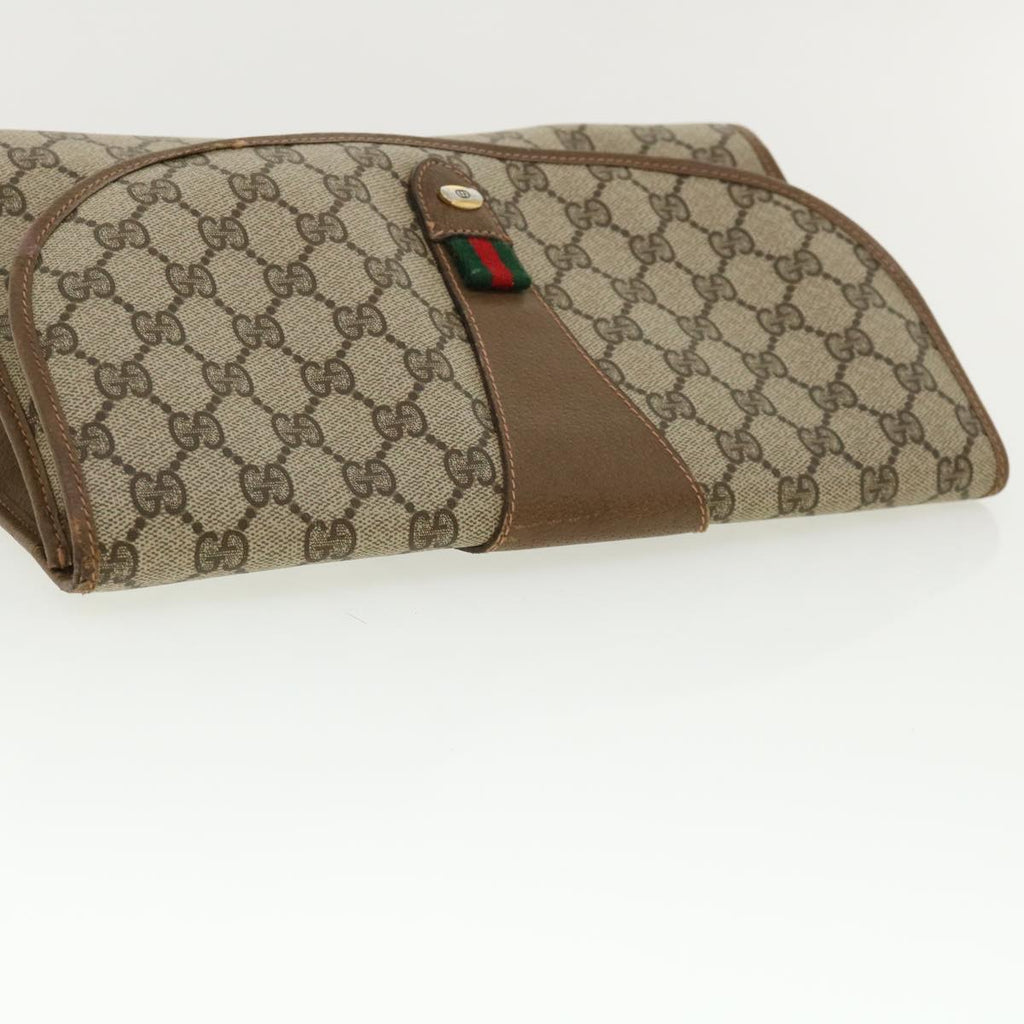 GUCCI GG Canvas Web Sherry Line Clutch Bag Beige Red Green 8901031 ny173