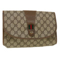 GUCCI GG Canvas Web Sherry Line Clutch Bag Beige Red Green 8901030 ny174