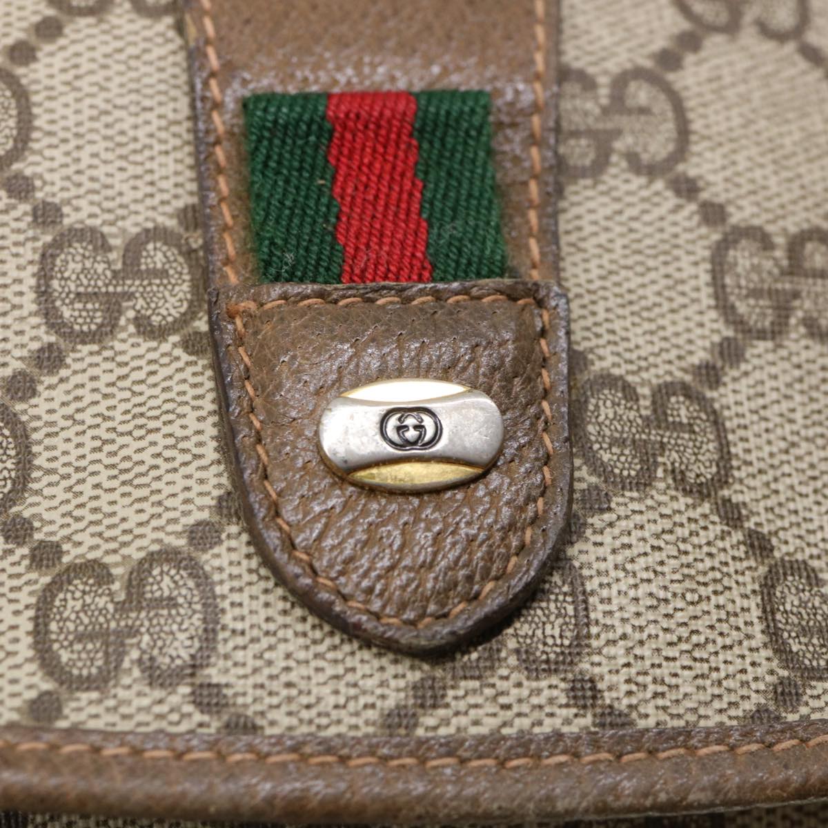 GUCCI GG Canvas Web Sherry Line Clutch Bag Beige Red Green 8901030 ny174