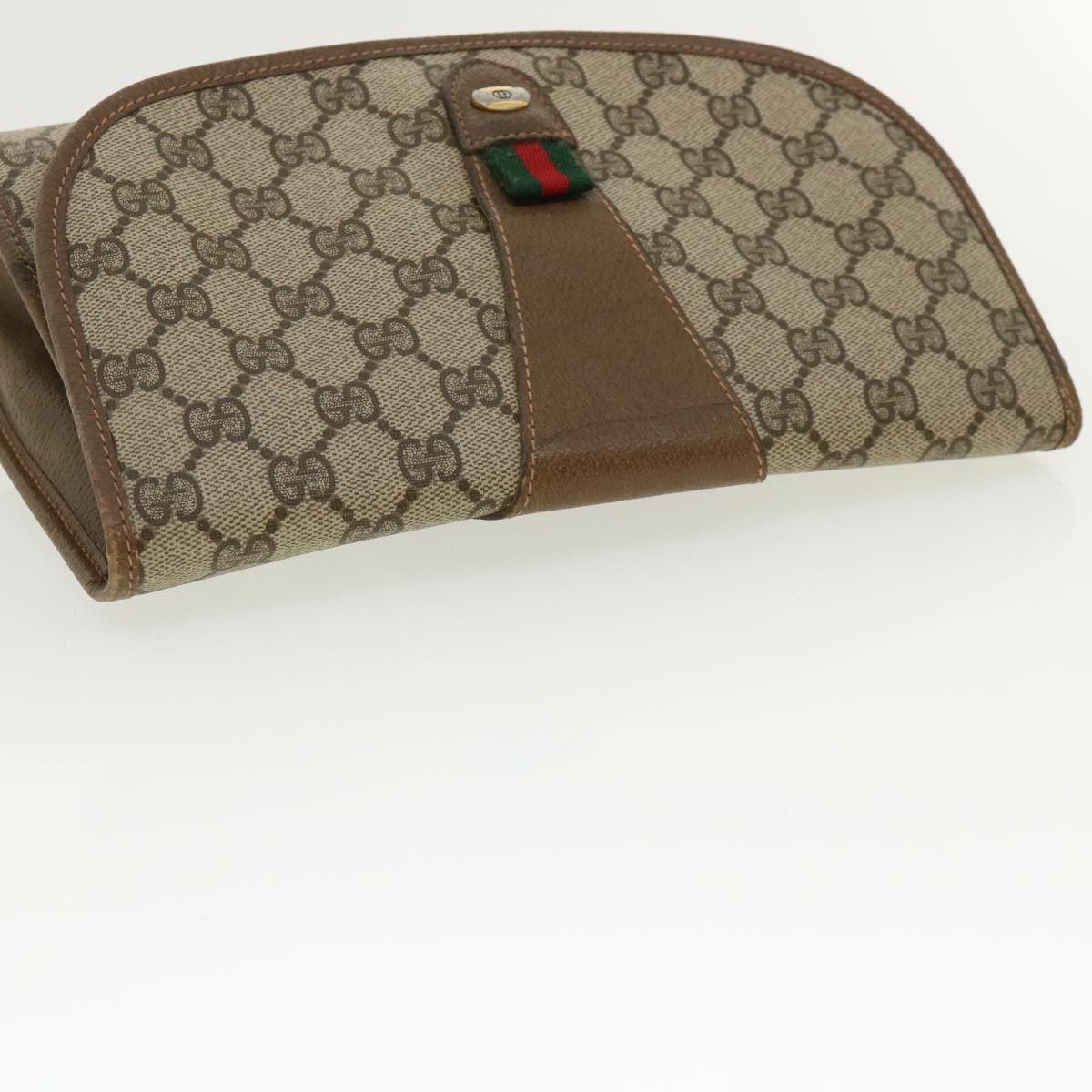 GUCCI GG Canvas Web Sherry Line Clutch Bag Beige Red Green 8901030 ny174
