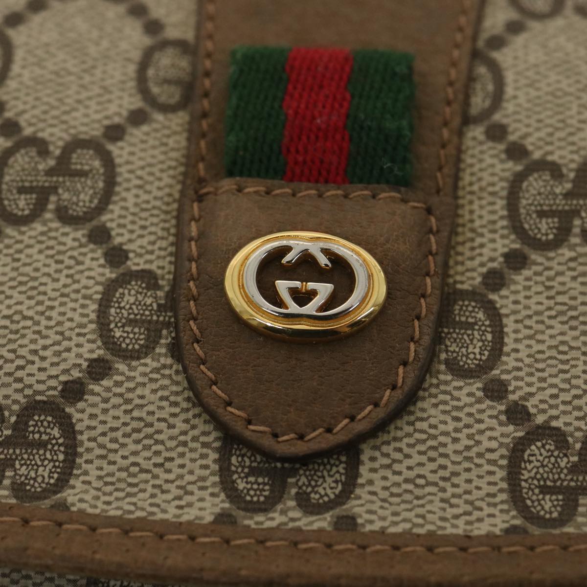 GUCCI GG Canvas Web Sherry Line Clutch Bag Beige Green Red 89.01.030 ny212