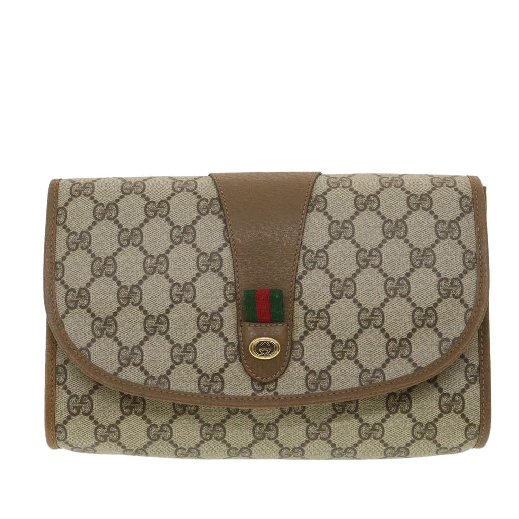 GUCCI GG Canvas Web Sherry Line Clutch Bag Beige Green Red 89.01.030 ny212
