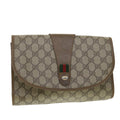 GUCCI GG Canvas Web Sherry Line Clutch Bag Beige Red Green 89.01.030 ny215