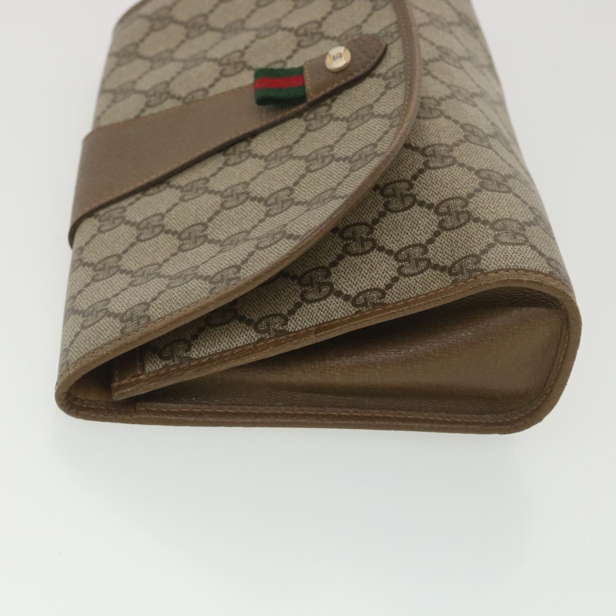 GUCCI GG Canvas Web Sherry Line Clutch Bag Beige Red Green 89.01.030 ny215