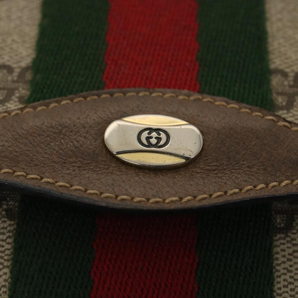 GUCCI GG Canvas Web Sherry Line Clutch Bag Beige Red Green 89.01.007 ny216