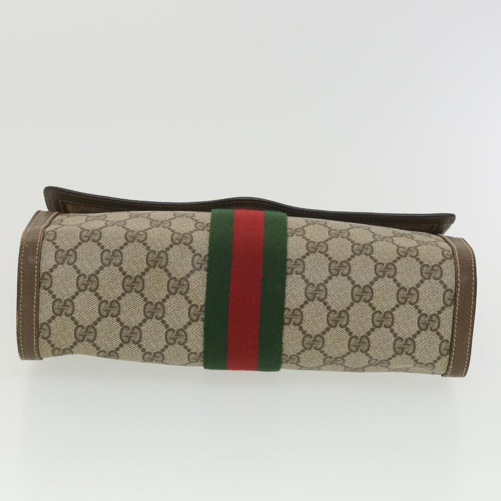GUCCI GG Canvas Web Sherry Line Clutch Bag Beige Red Green 89.01.007 ny216