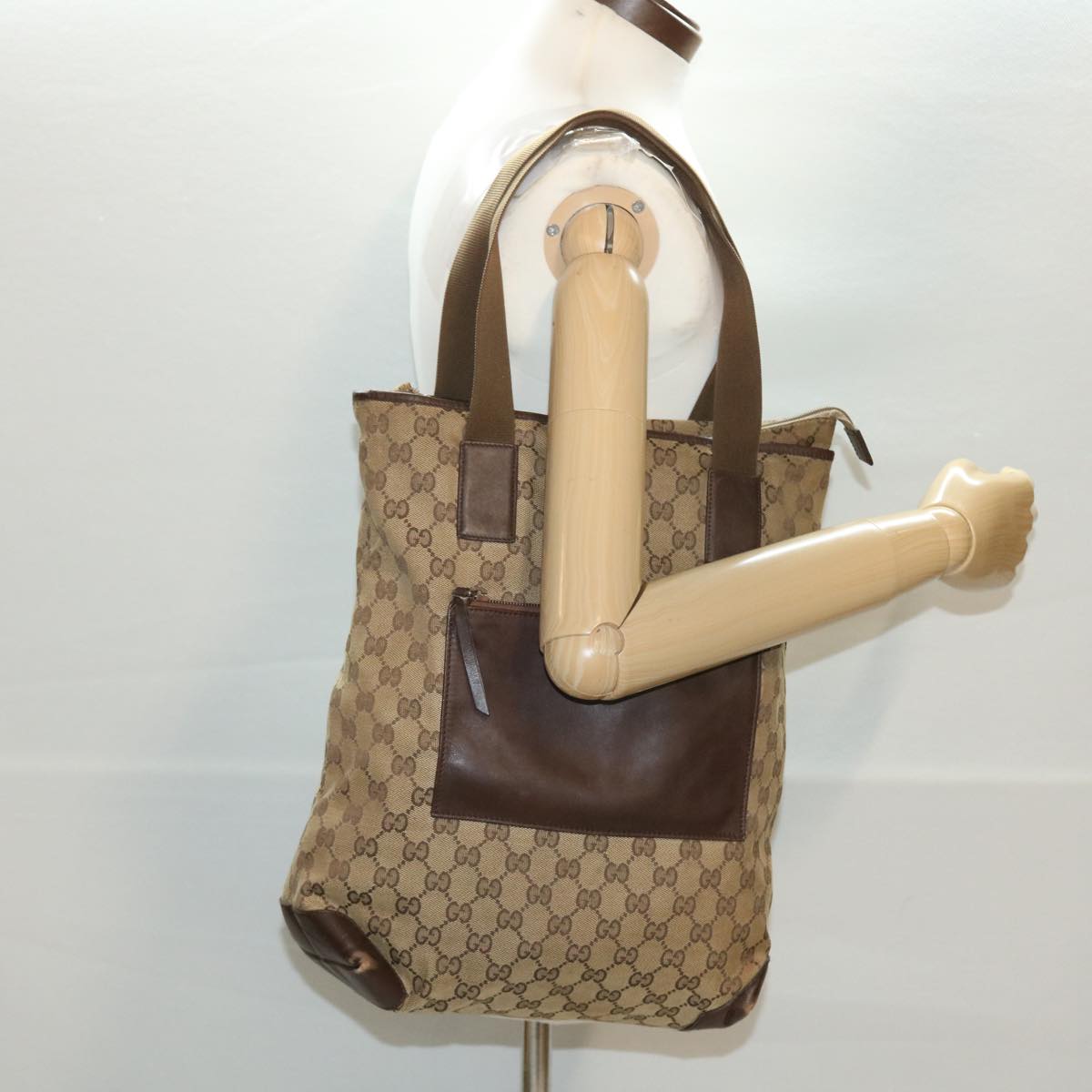 GUCCI GG Canvas Hand Bag Beige 019.0401 002058 ny236