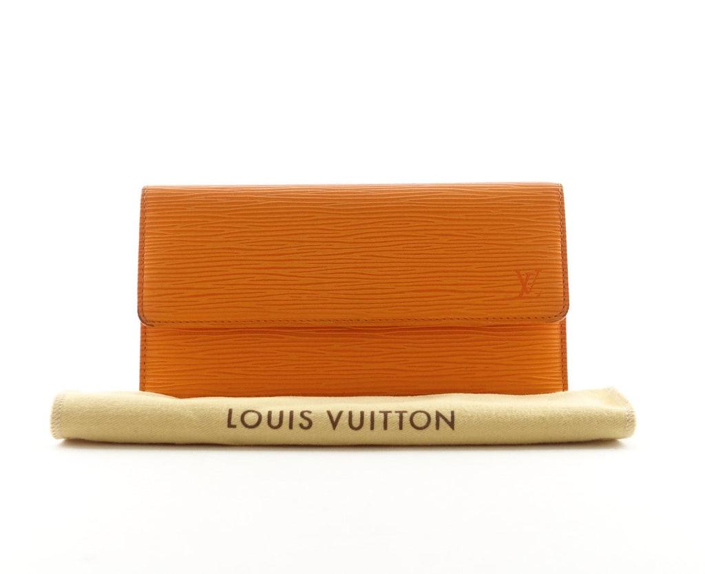 Louis Vuitto Orange Epi Leather Porte Tresor International Wallet