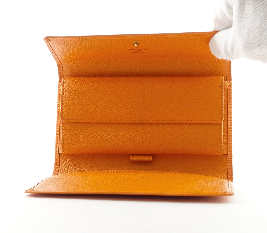 Louis Vuitto Orange Epi Leather Porte Tresor International Wallet
