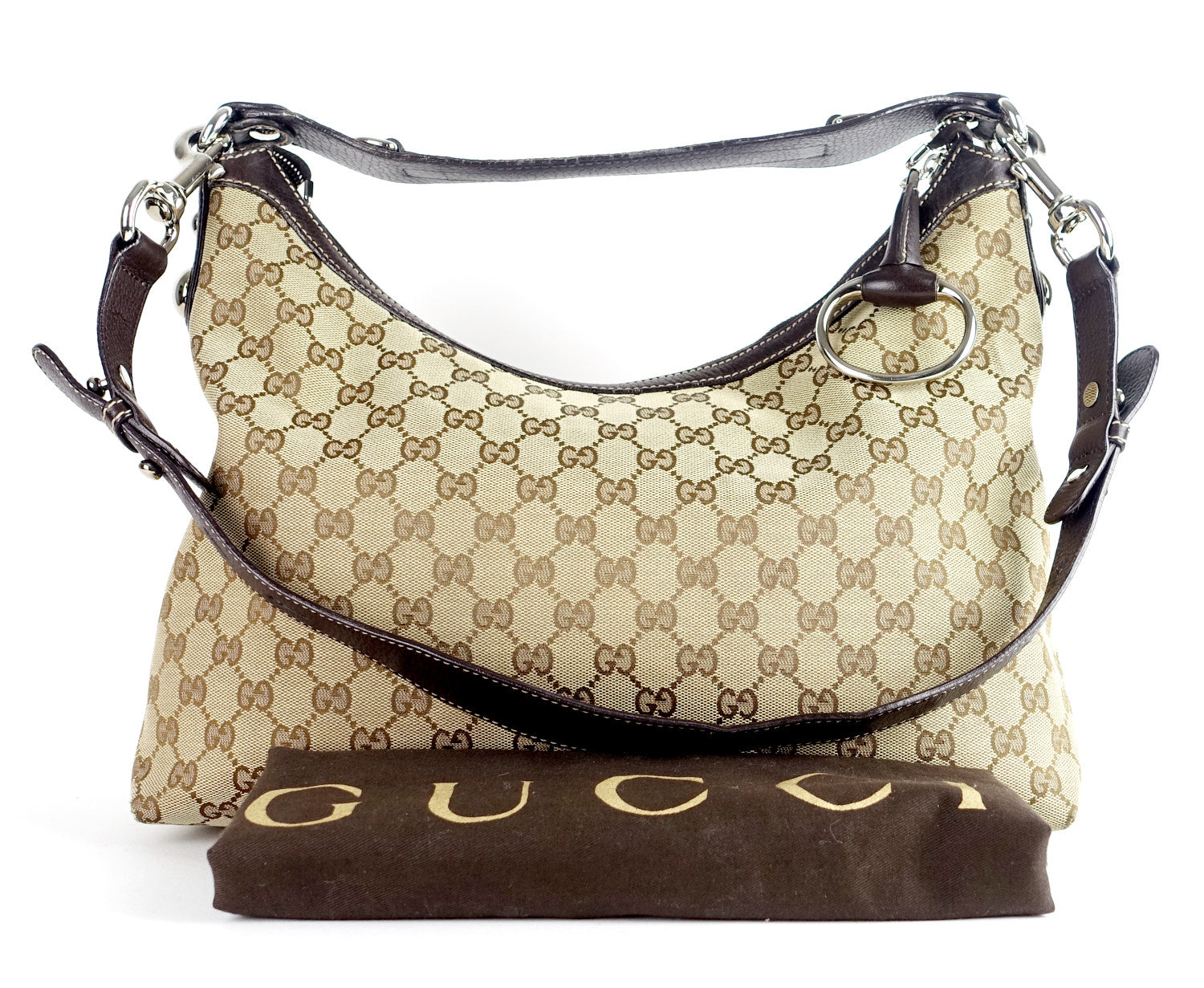 Gucci Monogram Canvas Large Hobo Bag
