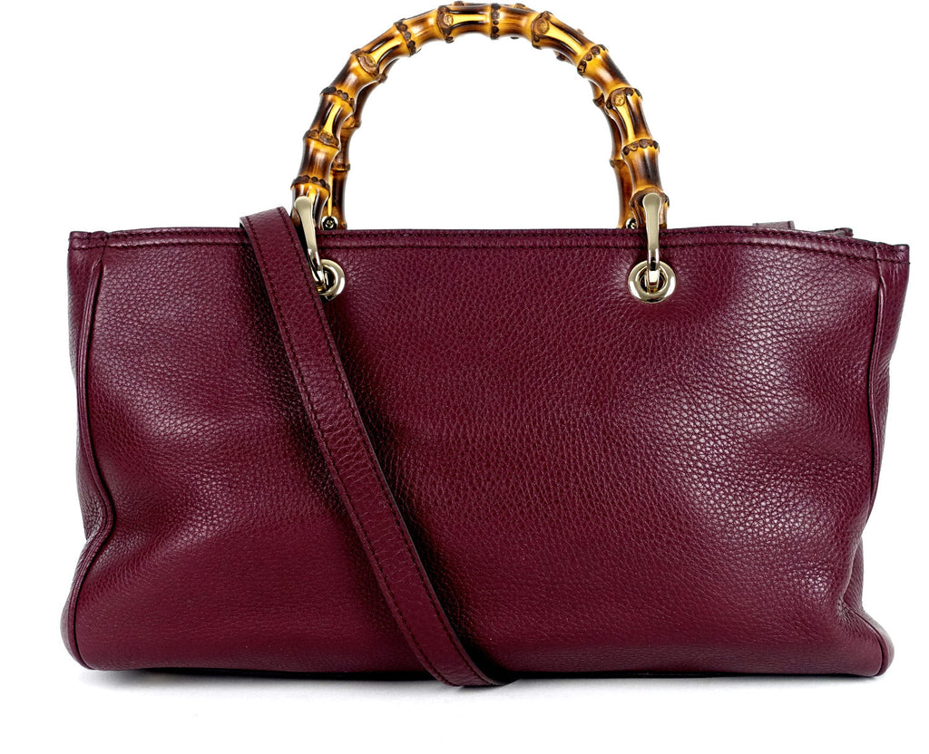 Gucci Leather Bamboo Handles Tote Bag
