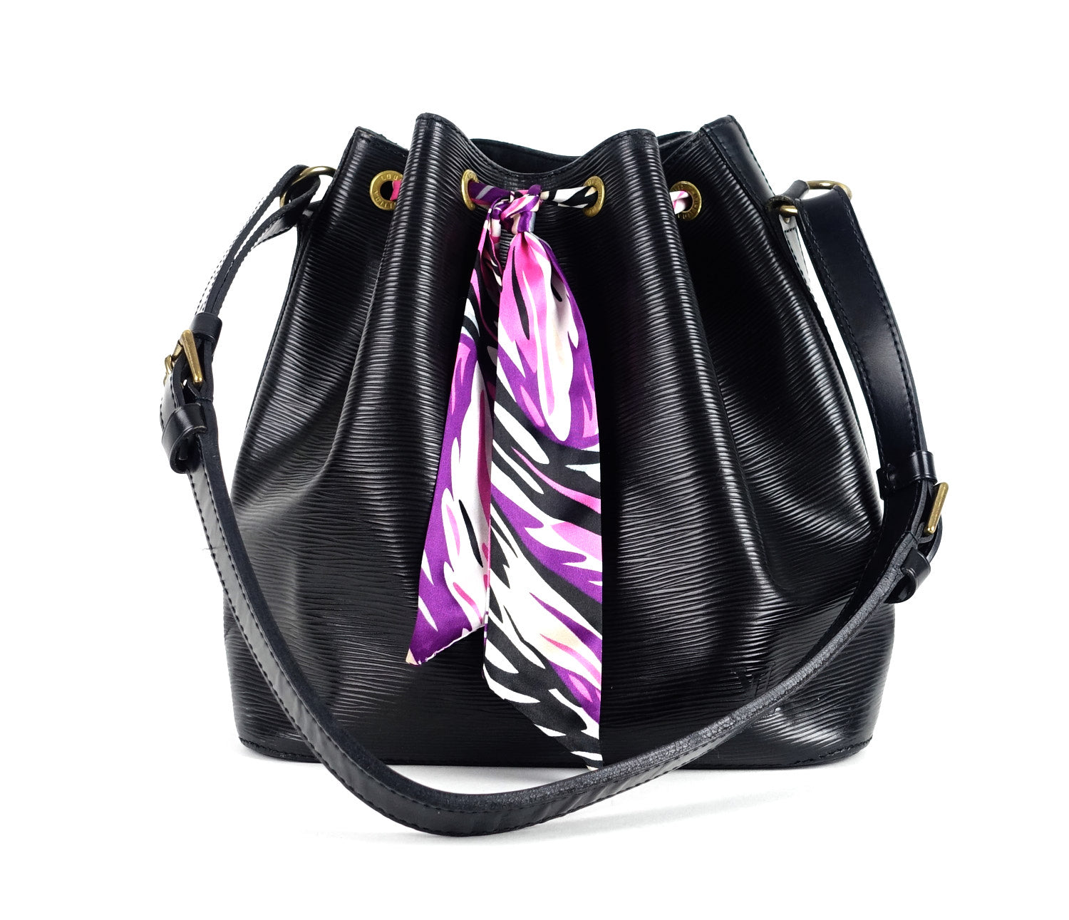 Louis Vuitto Petit Noe Black Epi Leather Bag with Wallet