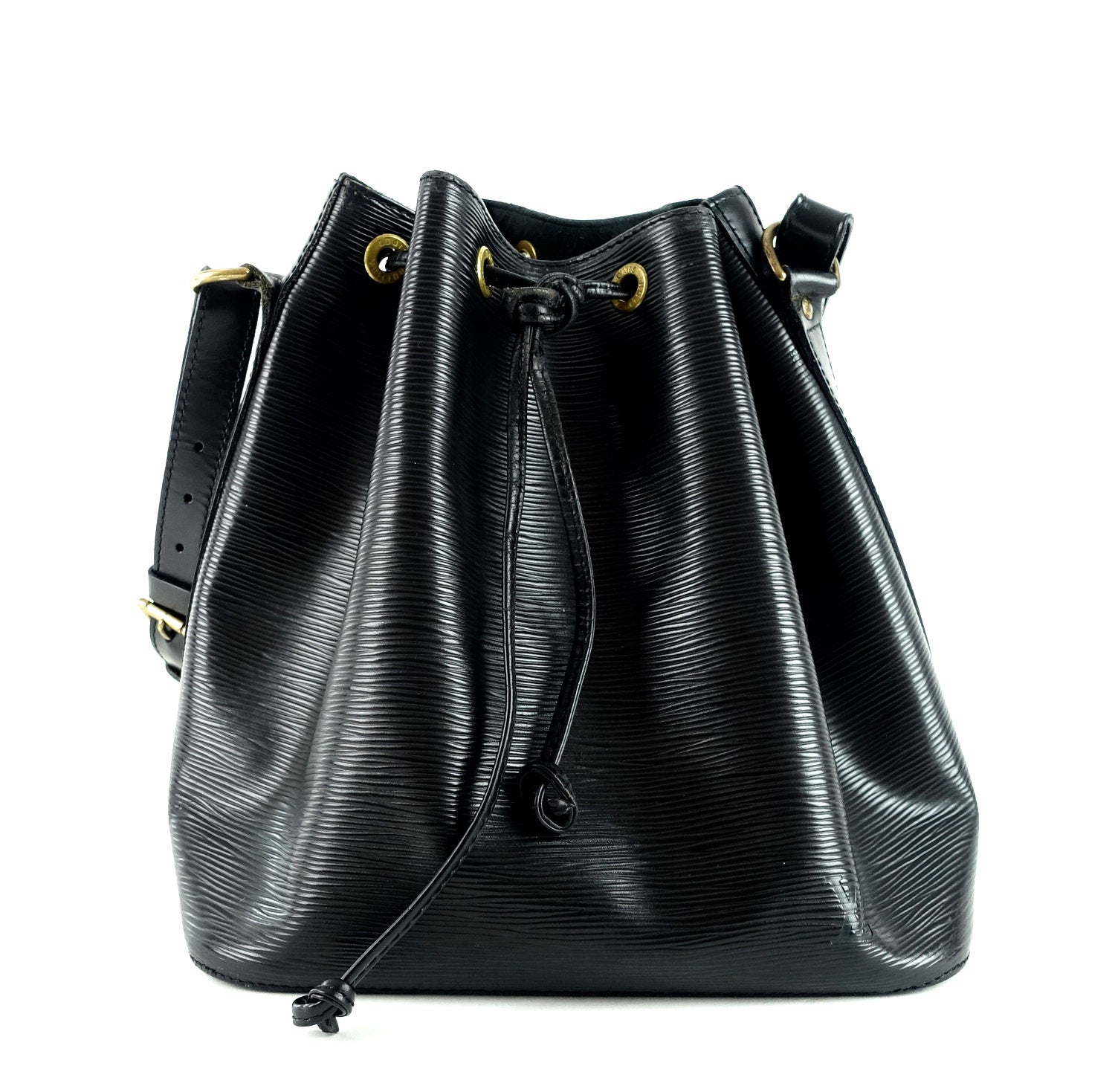 Louis Vuitto Petit Noe Black Epi Leather Bag with Wallet
