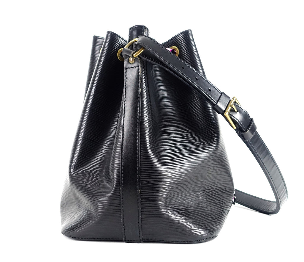 Louis Vuitto Petit Noe Black Epi Leather Bag with Wallet