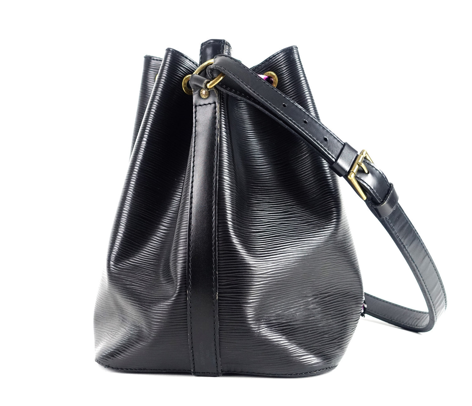 Louis Vuitto Petit Noe Black Epi Leather Bag with Wallet