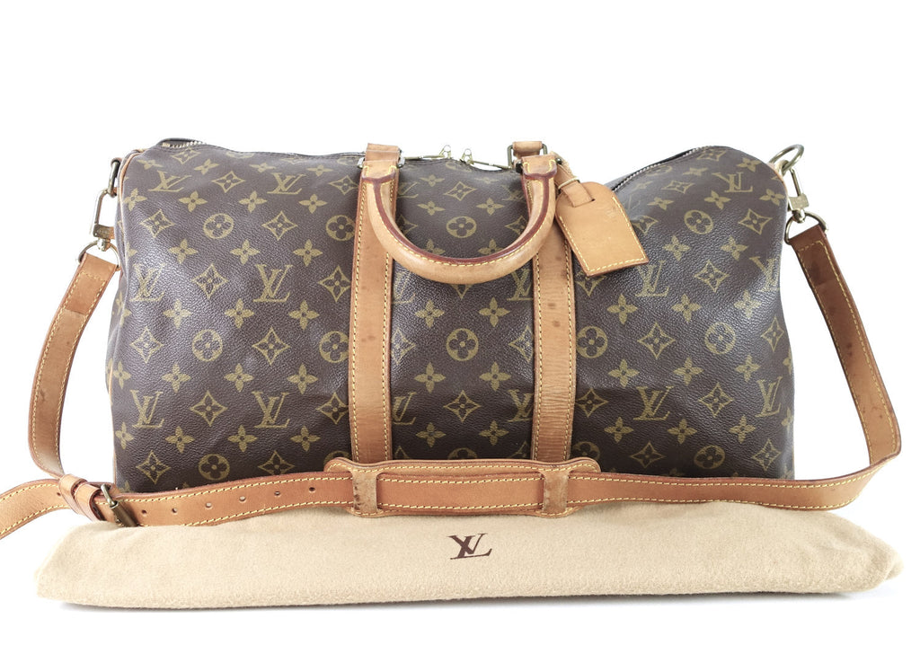 Louis Vuitto Keepall 45 Bandouliere Monogram Canvas Travel Bag with Strap