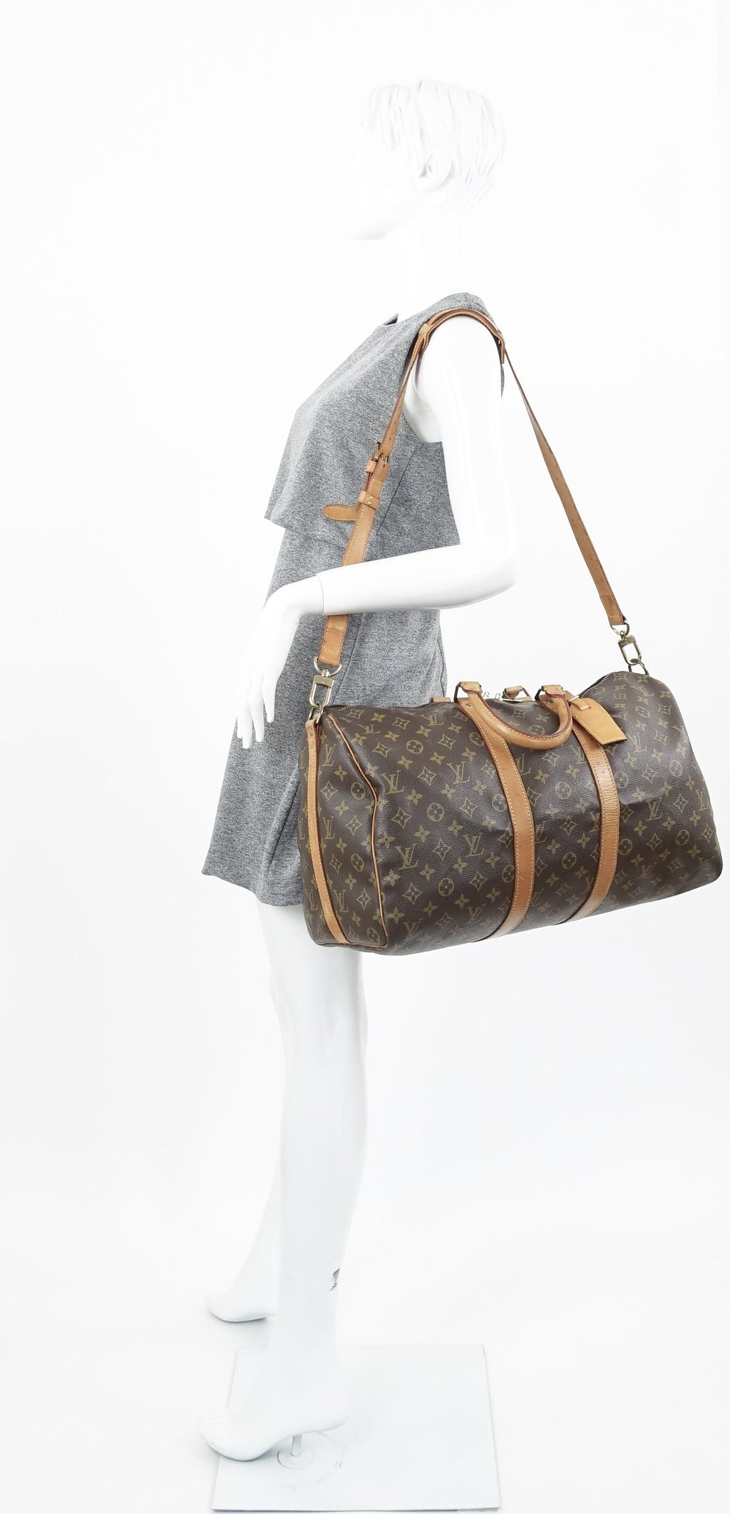 Louis Vuitto Keepall 45 Bandouliere Monogram Canvas Travel Bag with Strap