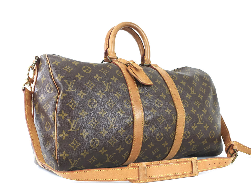 Louis Vuitto Keepall 45 Bandouliere Monogram Canvas Travel Bag with Strap