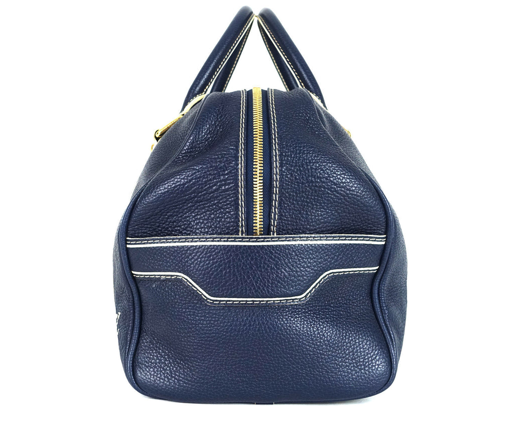 Louis Vuitto Navy Blue Leather Boston Bag