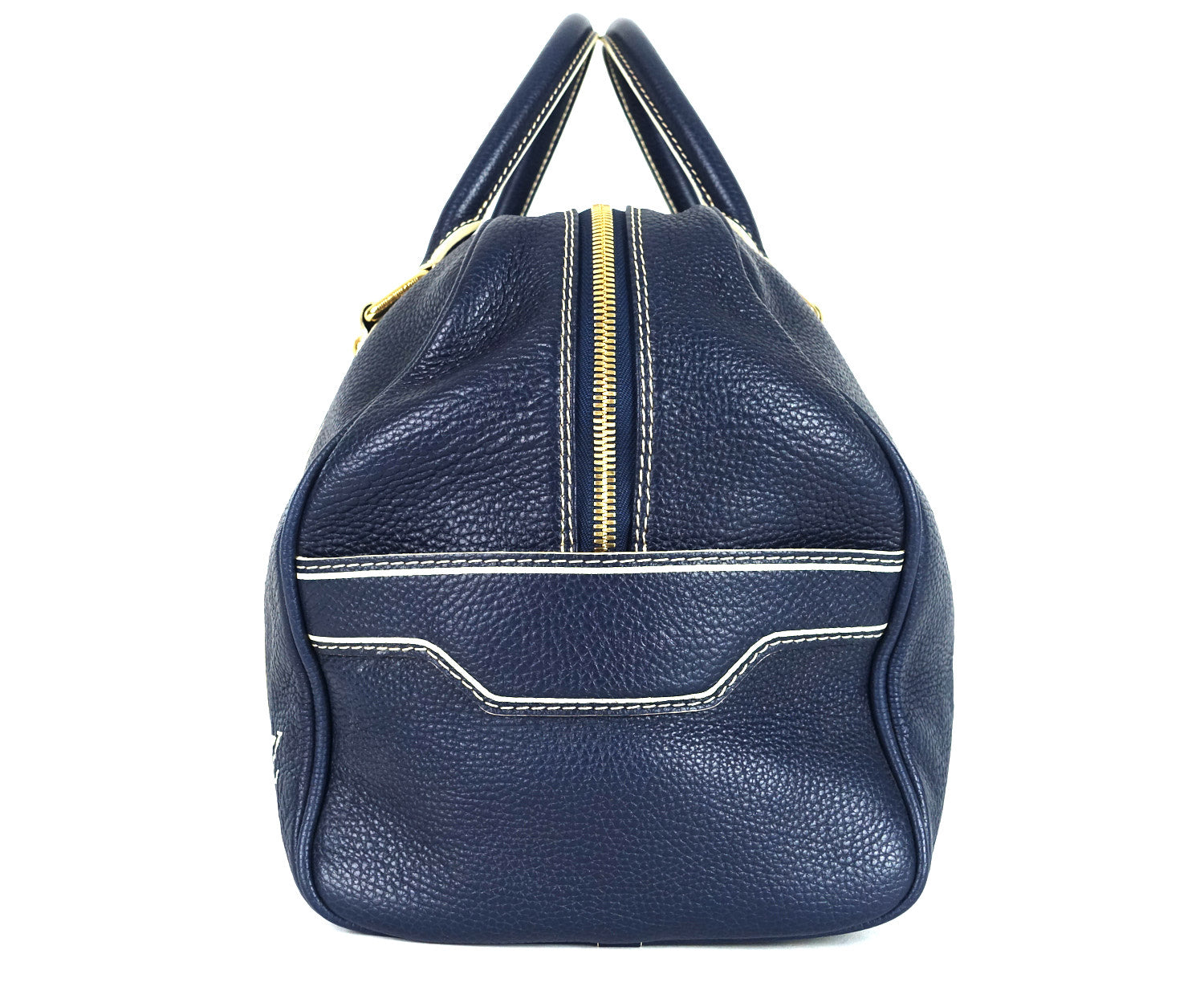Louis Vuitto Navy Blue Leather Boston Bag
