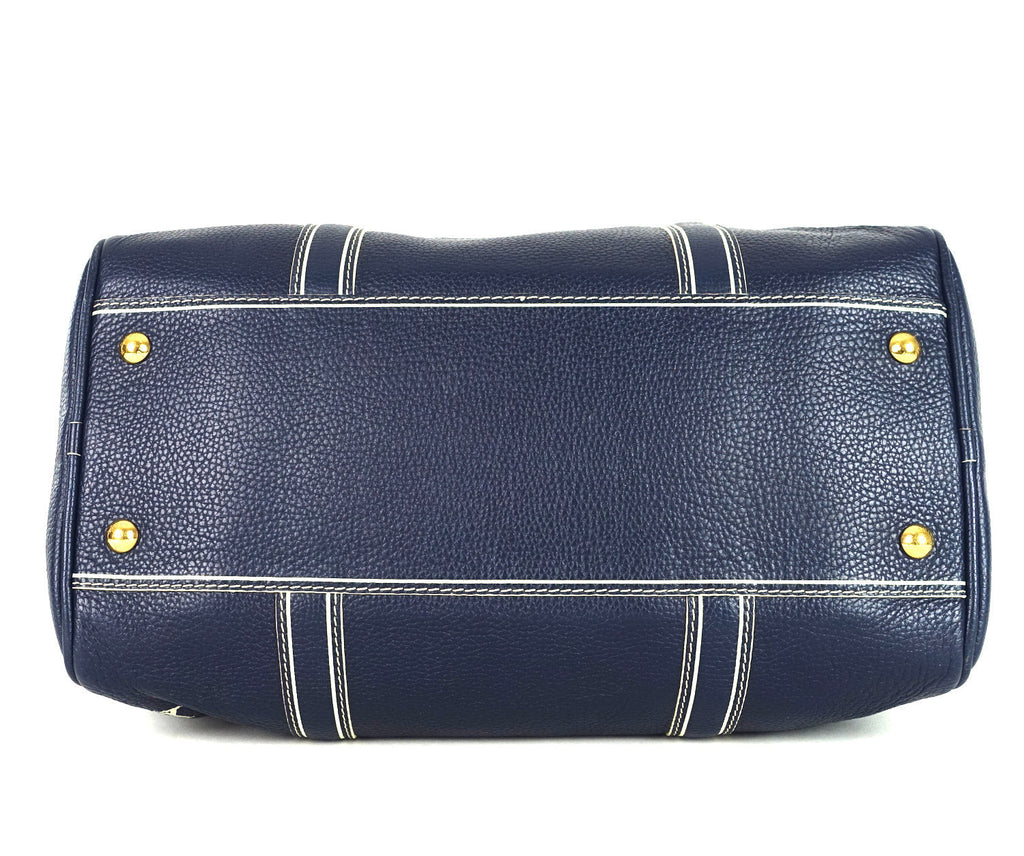 Louis Vuitto Navy Blue Leather Boston Bag