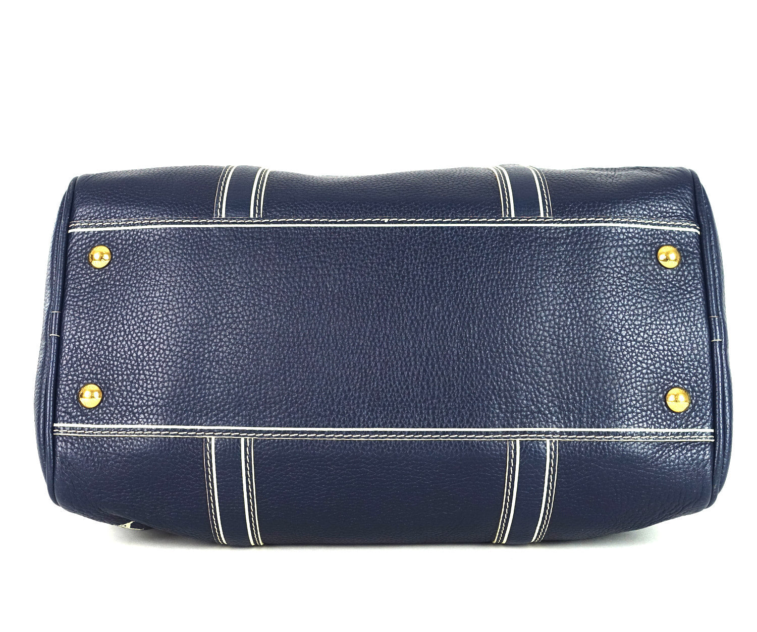 Louis Vuitto Navy Blue Leather Boston Bag