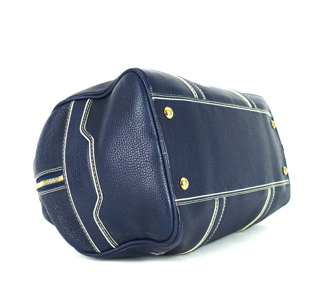 Louis Vuitto Navy Blue Leather Boston Bag