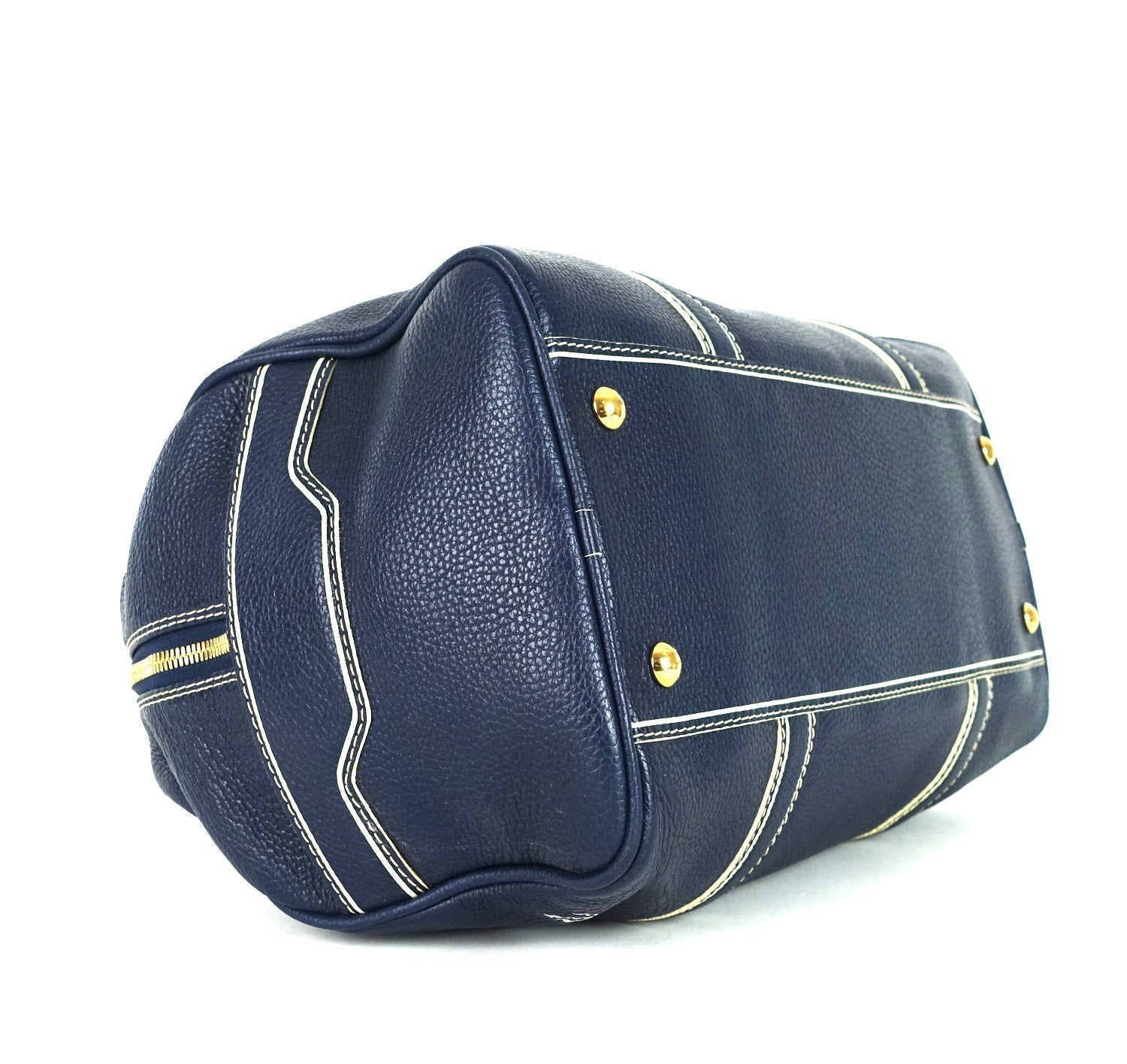 Louis Vuitto Navy Blue Leather Boston Bag