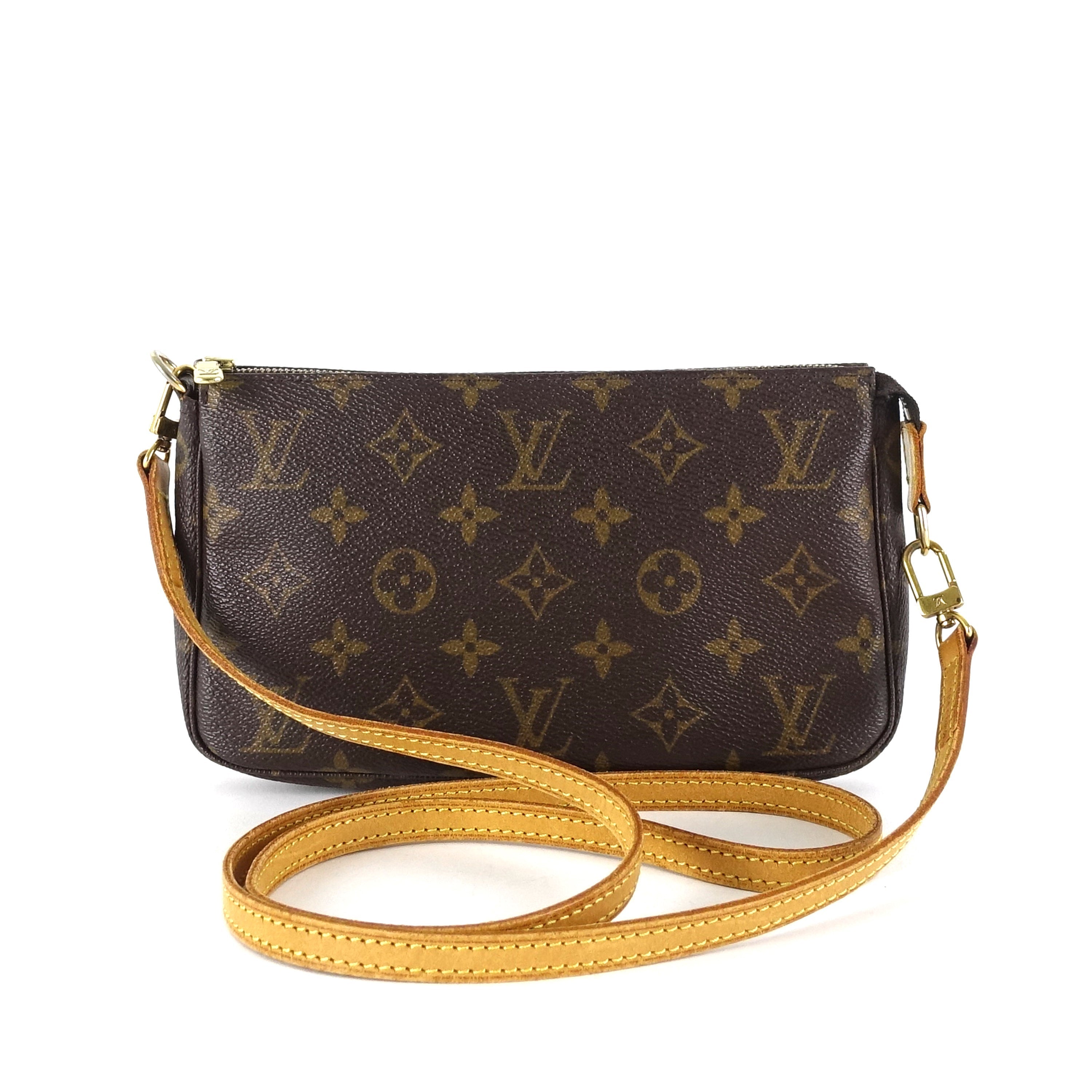 Louis Vuitto Pochette Accessoires Monogram Canvas Bag with Long Strap