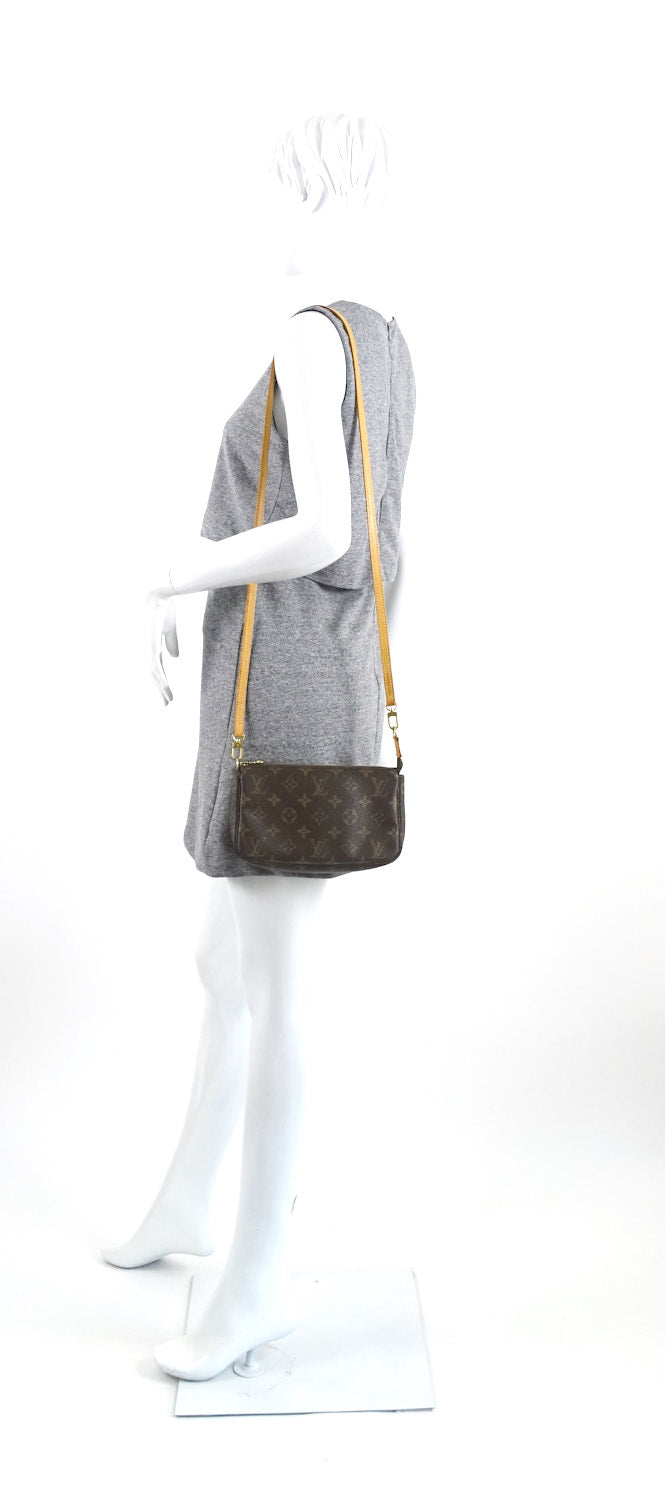 Louis Vuitto Pochette Accessoires Monogram Canvas Bag with Long Strap