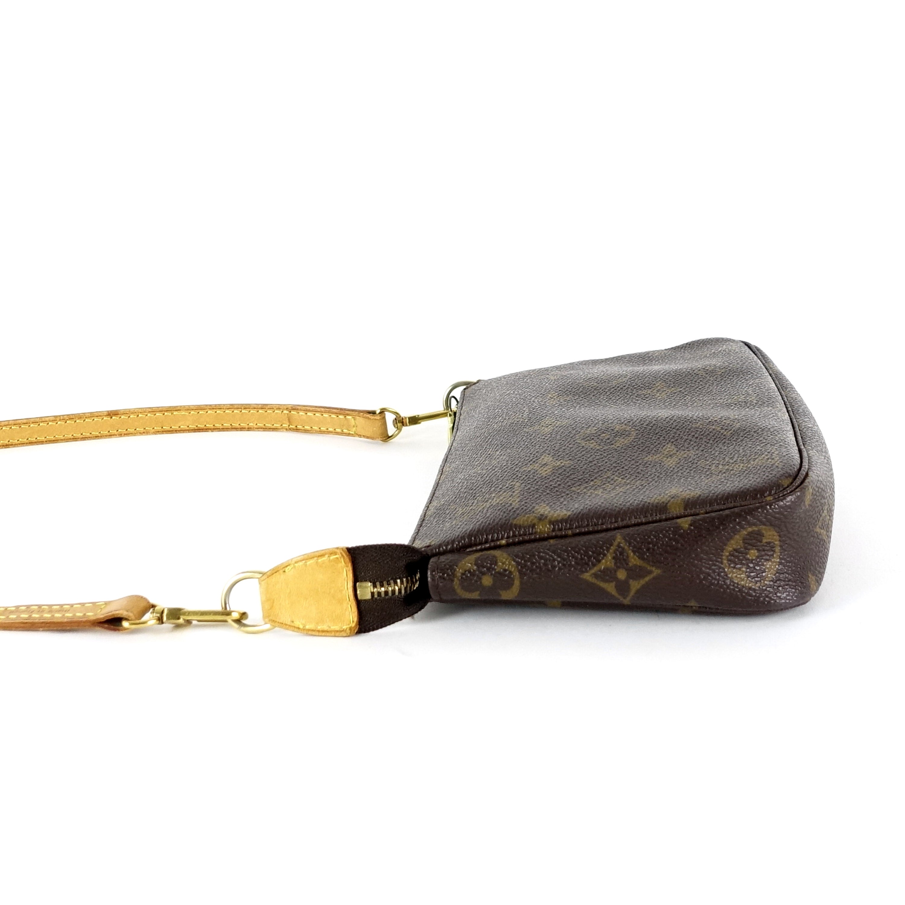 Louis Vuitto Pochette Accessoires Monogram Canvas Bag with Long Strap