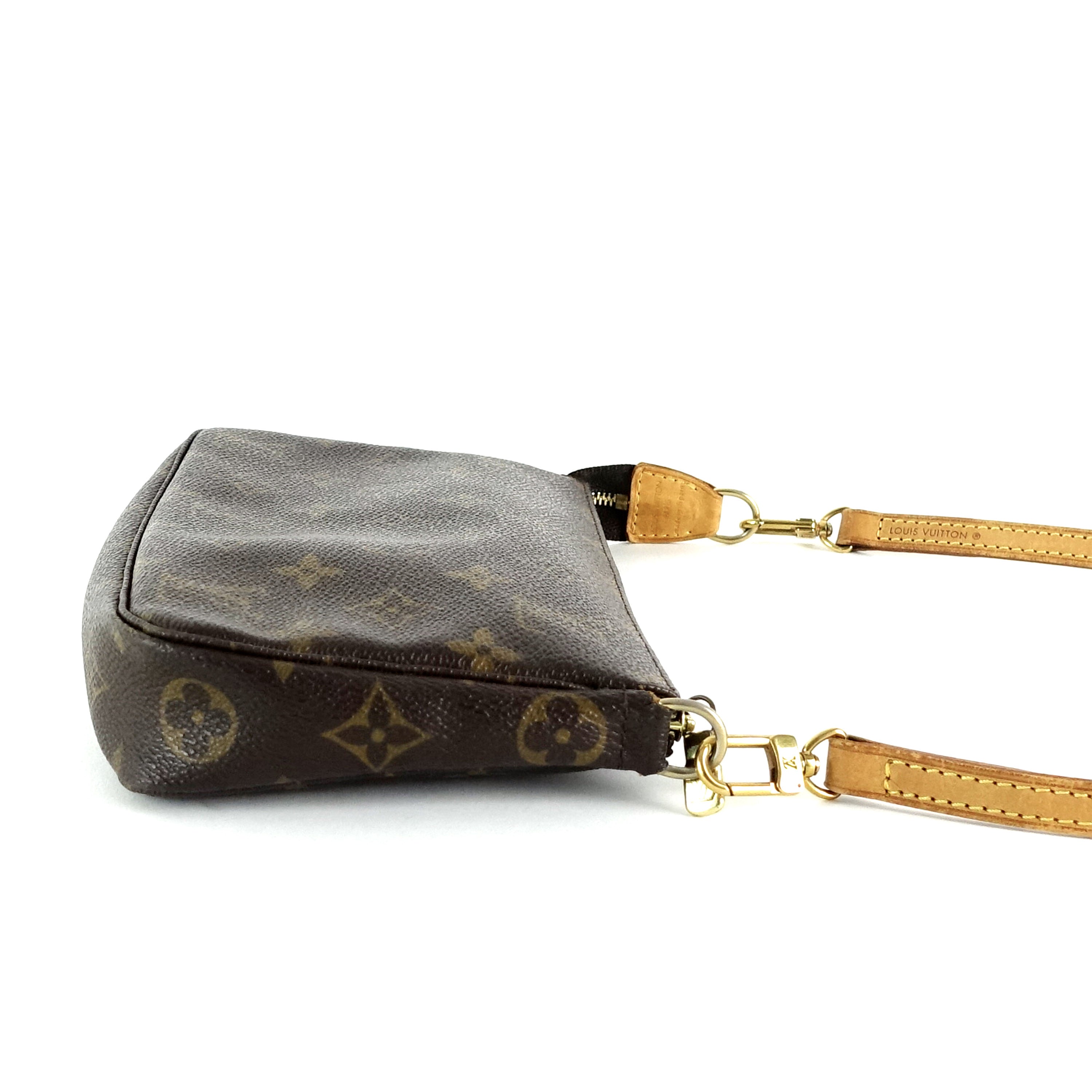 Louis Vuitto Pochette Accessoires Monogram Canvas Bag with Long Strap