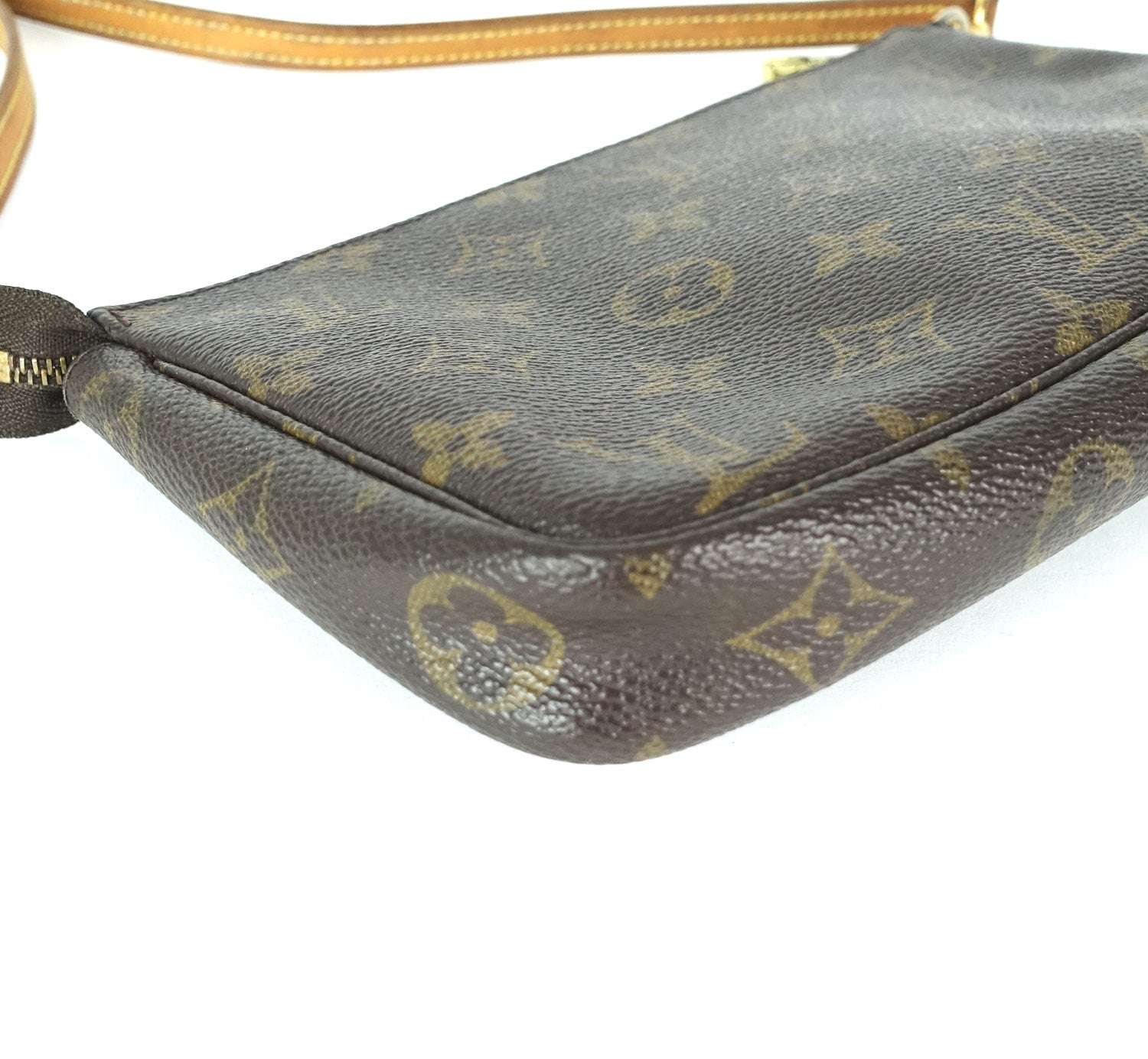 Louis Vuitto Pochette Accessoires Monogram Canvas Bag with Long Strap