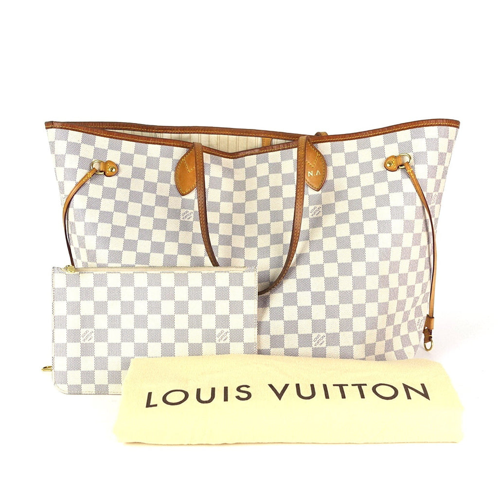 Louis Vuitto Neverfull GM Damier Azur Canvas Tote Bag with Pouch