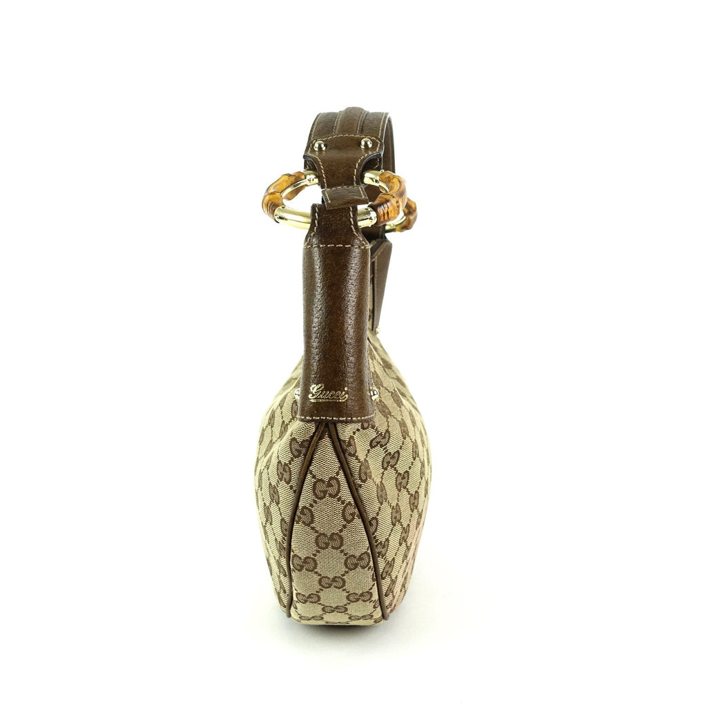 Gucci Monogram Canvas Bamboo Rings Hobo Bag