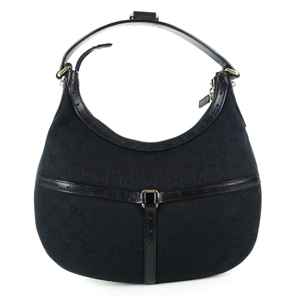 Gucci Web Reins Monogram Canvas Hobo Bag