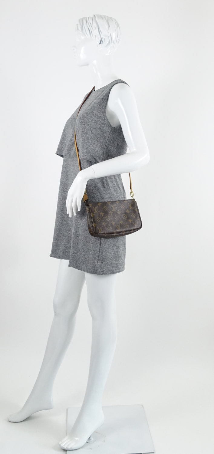 Louis Vuitto Pochette Accessoires Monogram Canvas Bag with Long Strap