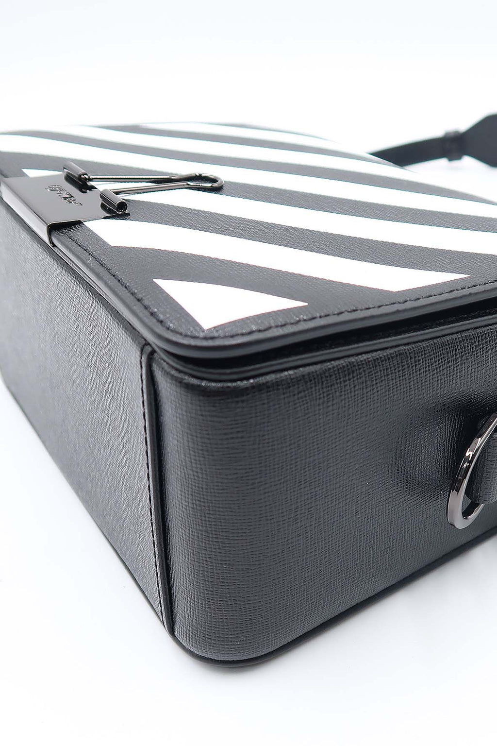 Diagonal Flap Bag Black, White