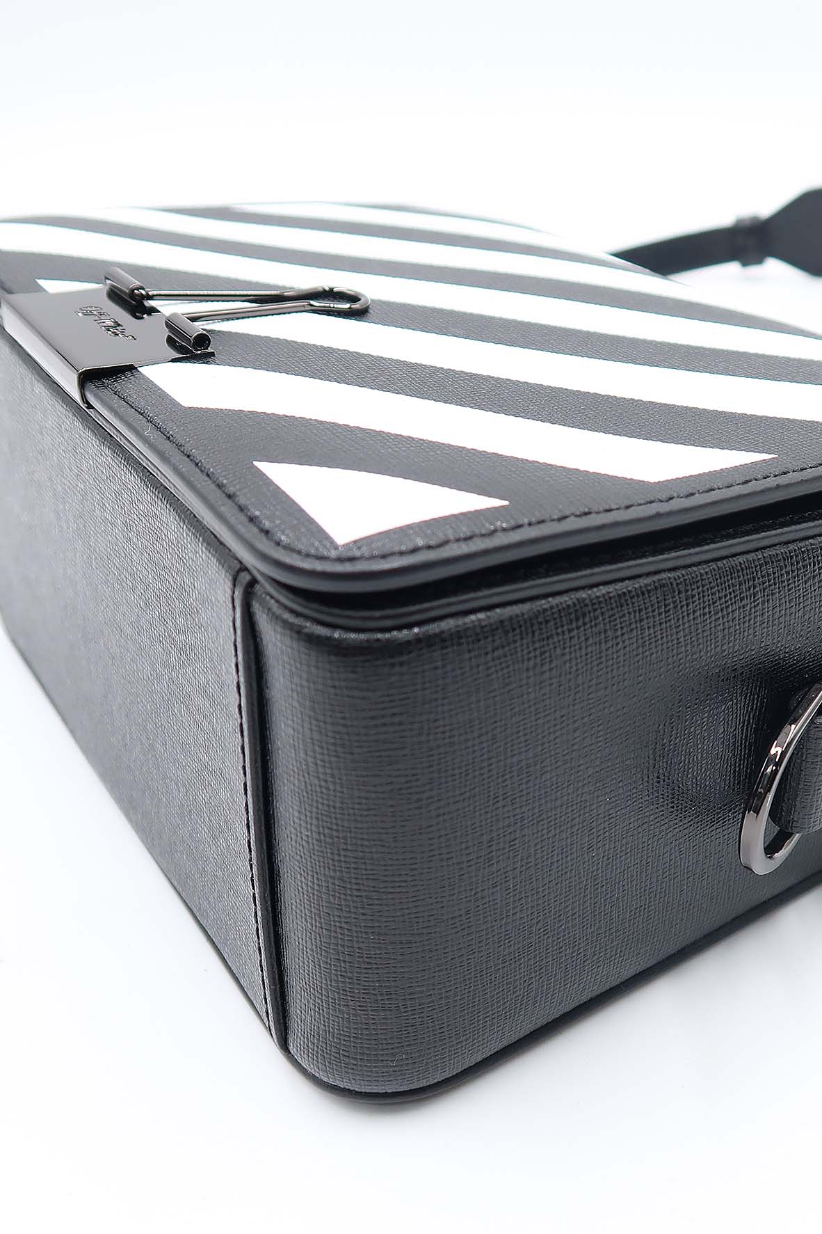 Diagonal Flap Bag Black, White