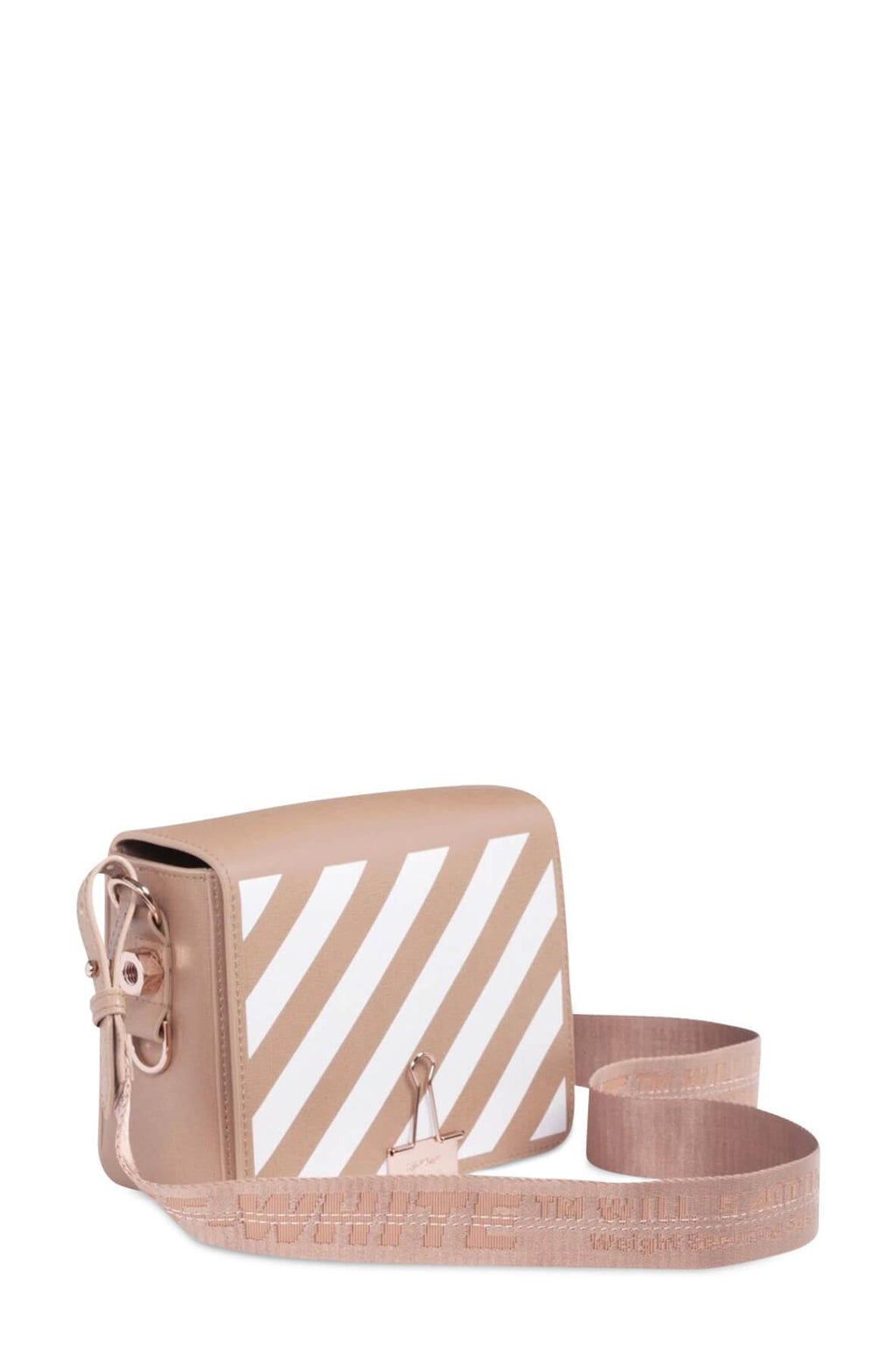 Diagonal Stripes Binder Clip Bag Nude