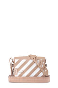 Diagonal Stripes Binder Clip Bag Nude