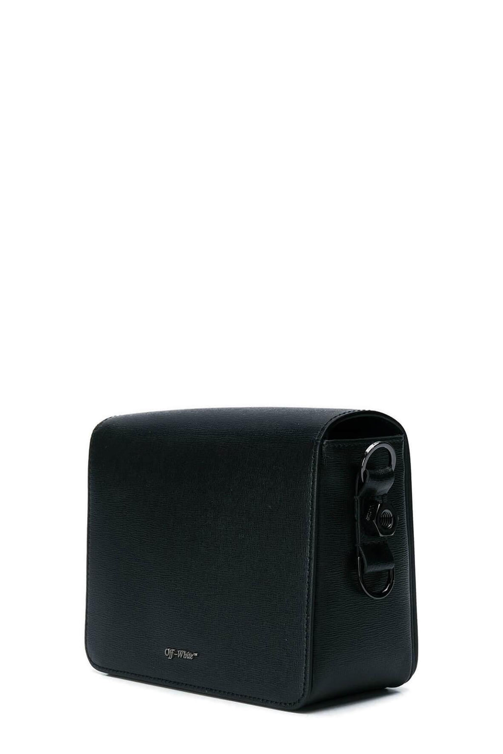 Diagonal Stripes Binder Clip Bag Black with Black Strap
