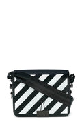 Diagonal Stripes Binder Clip Bag Black with Black Strap