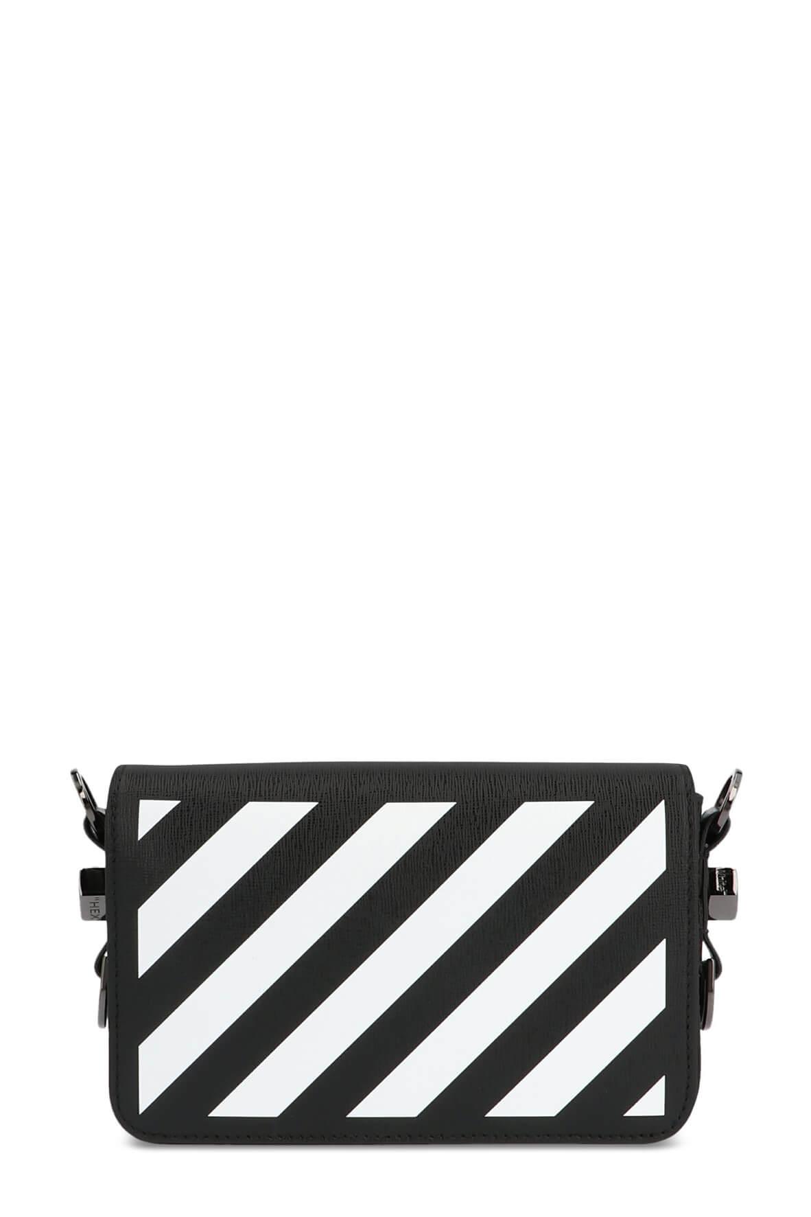 Diagonal Stripes Mini Binder Clip Bag Black