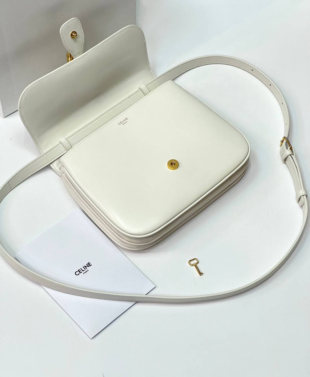CELINE MEDIUM TABOU IN SMOOTH White Calfskin