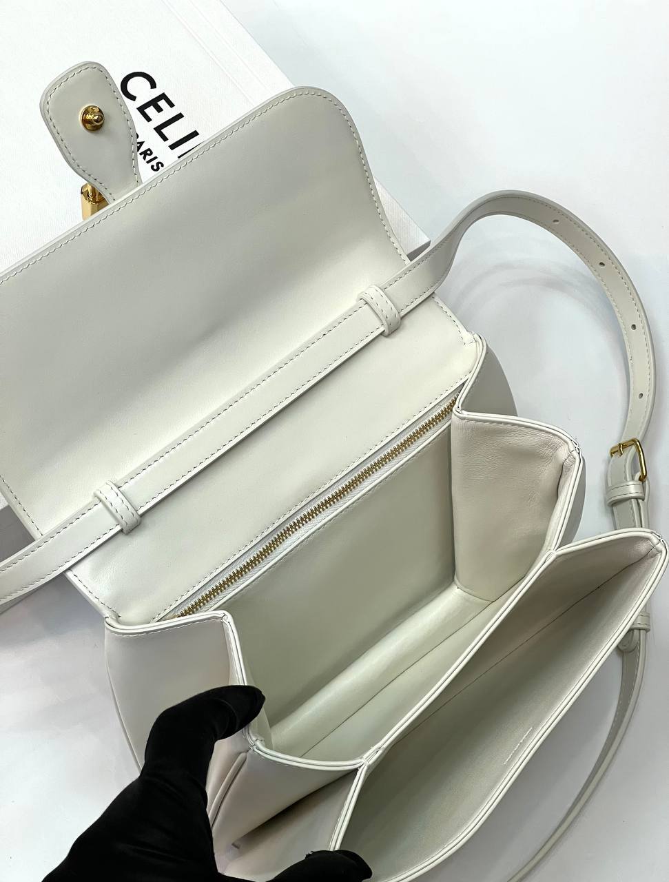 CELINE MEDIUM TABOU IN SMOOTH White Calfskin